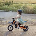 24V Kids Ride on Electric Off-Road Motorcycle,250W Motor 13.6MPH Fast Speed Dirt Bike Motocross,Leather Seat,Twist Grip Throttle,Metal Suspension
