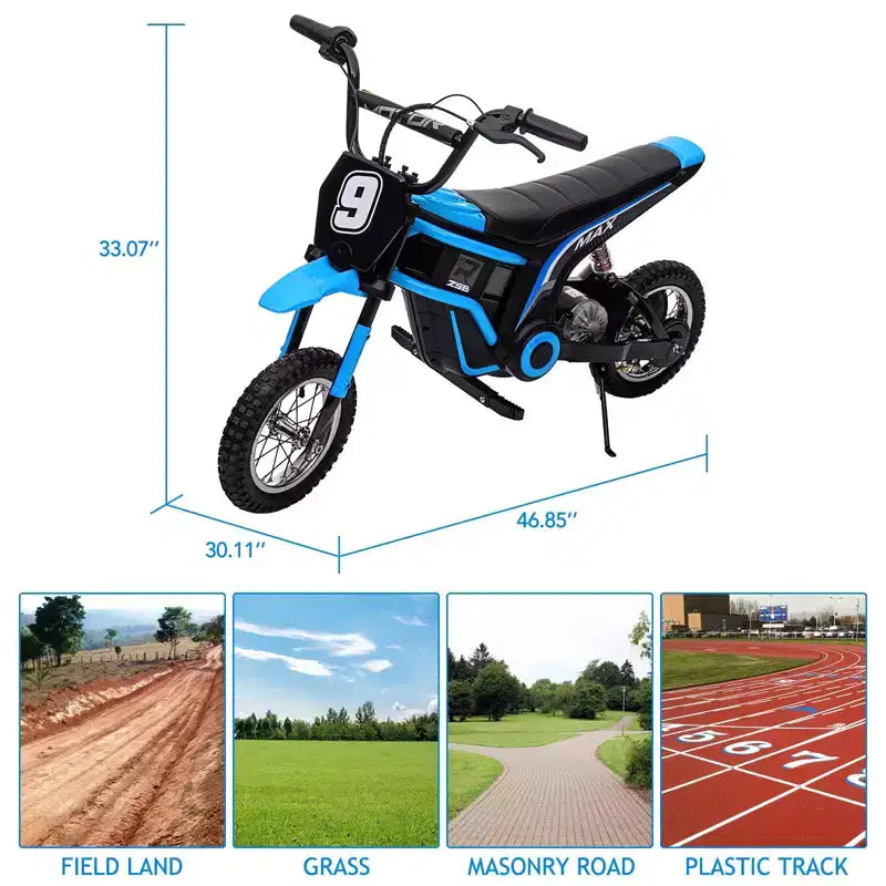 Kids Dirt Bike Electric, 350W Electric Motorcycle-Up to 14.29MPH, 2-Speed Modes Motorcycle for Kids Ages 3-10