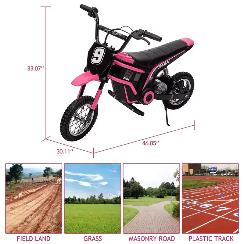 Kids Dirt Bike Electric, 350W Electric Motorcycle-Up to 14.29MPH, 2-Speed Modes Motorcycle for Kids Ages 3-10