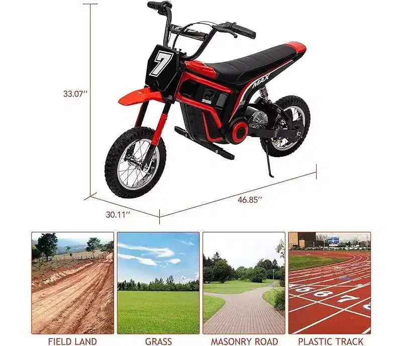 Kids Dirt Bike Electric, 350W Electric Motorcycle-Up to 14.29MPH, 2-Speed Modes Motorcycle for Kids Ages 3-10