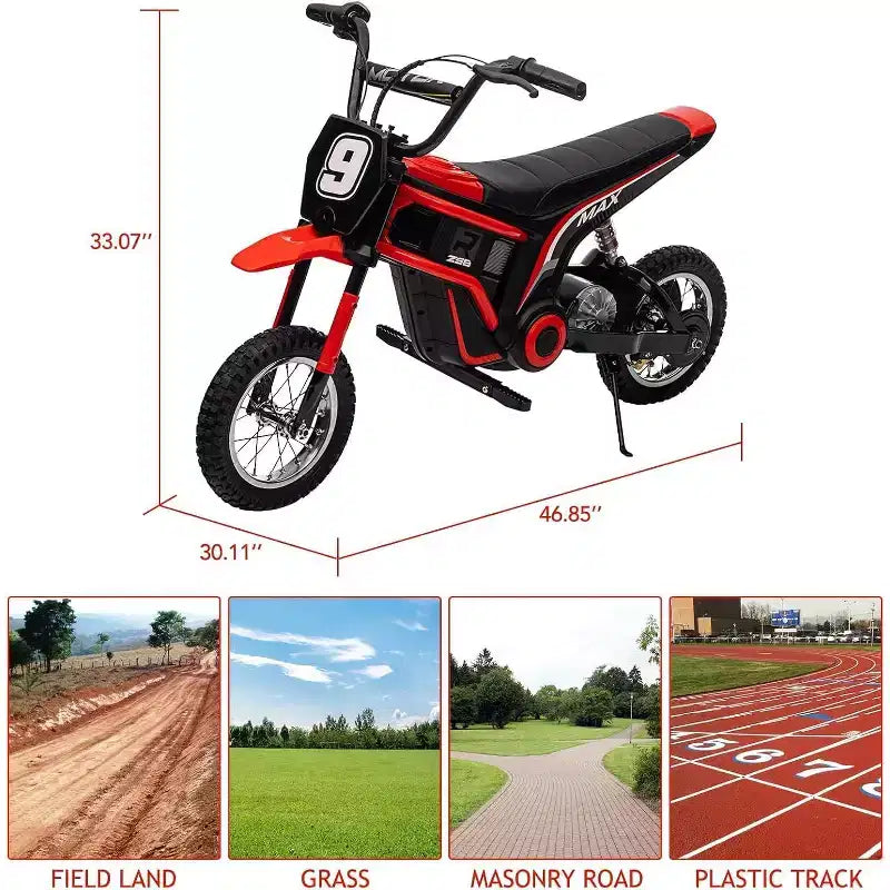 Kids Dirt Bike Electric, 350W Electric Motorcycle-Up to 14.29MPH, 2-Speed Modes Motorcycle for Kids Ages 3-10