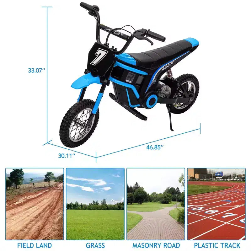Kids Dirt Bike Electric, 350W Electric Motorcycle-Up to 14.29MPH, 2-Speed Modes Motorcycle for Kids Ages 3-10