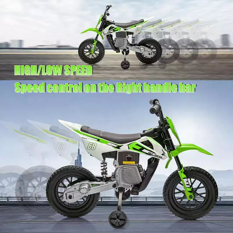 12V Kids Motorcycle, Electric Motorcycle for Kids with Safety Assist Wheels, Bluetooth Music, Spring Suspension,Twist Grip Throttle, Max Speed 3 Mph