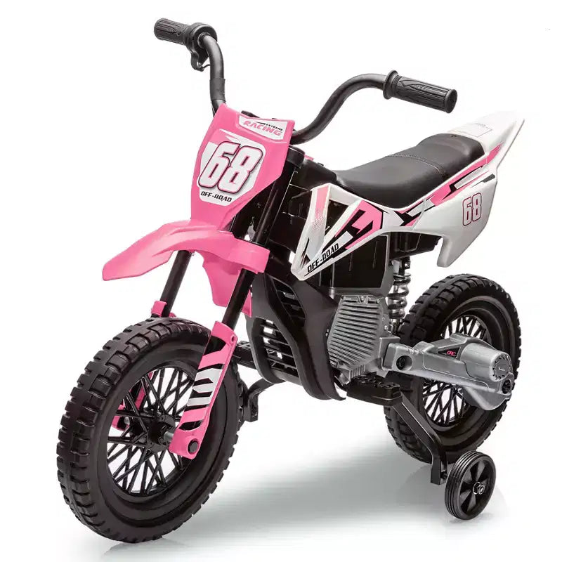 12V Kids Motorcycle, Electric Motorcycle for Kids with Safety Assist Wheels, Bluetooth Music, Spring Suspension,Twist Grip Throttle, Max Speed 3 Mph