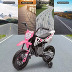 12V Kids Motorcycle, Electric Motorcycle for Kids with Safety Assist Wheels, Bluetooth Music, Spring Suspension,Twist Grip Throttle, Max Speed 3 Mph