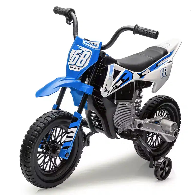 12V Kids Motorcycle, Electric Motorcycle for Kids with Safety Assist Wheels, Bluetooth Music, Spring Suspension,Twist Grip Throttle, Max Speed 3 Mph