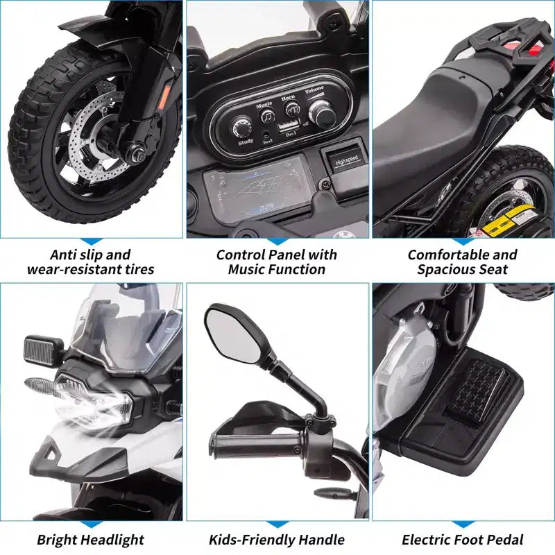 Kids Motorcycle, Licensed BMW 12V 7AH Ride On Motorcycle, Kids Car with Different Speed, High/Low Speed, LED Headlights, Spring Suspension, Music
