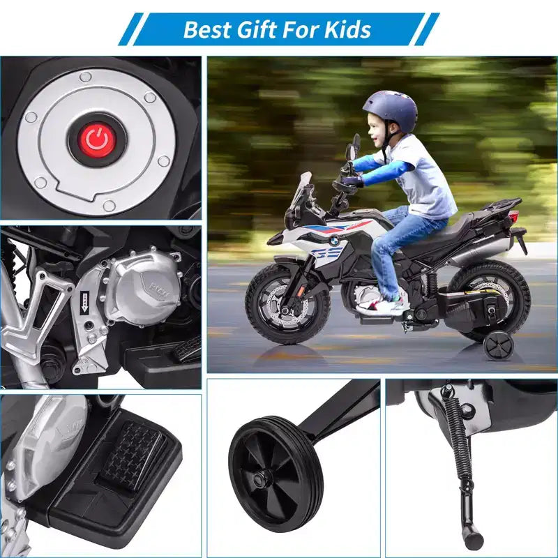 Kids Motorcycle, Licensed BMW 12V 7AH Ride On Motorcycle, Kids Car with Different Speed, High/Low Speed, LED Headlights, Spring Suspension, Music