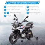 Kids Motorcycle, Licensed BMW 12V 7AH Ride On Motorcycle, Kids Car with Different Speed, High/Low Speed, LED Headlights, Spring Suspension, Music