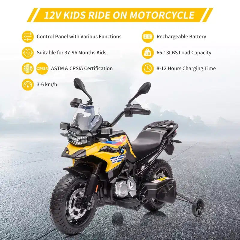 Kids Motorcycle, Licensed BMW 12V 7AH Ride On Motorcycle, Kids Car with Different Speed, High/Low Speed, LED Headlights, Spring Suspension, Music