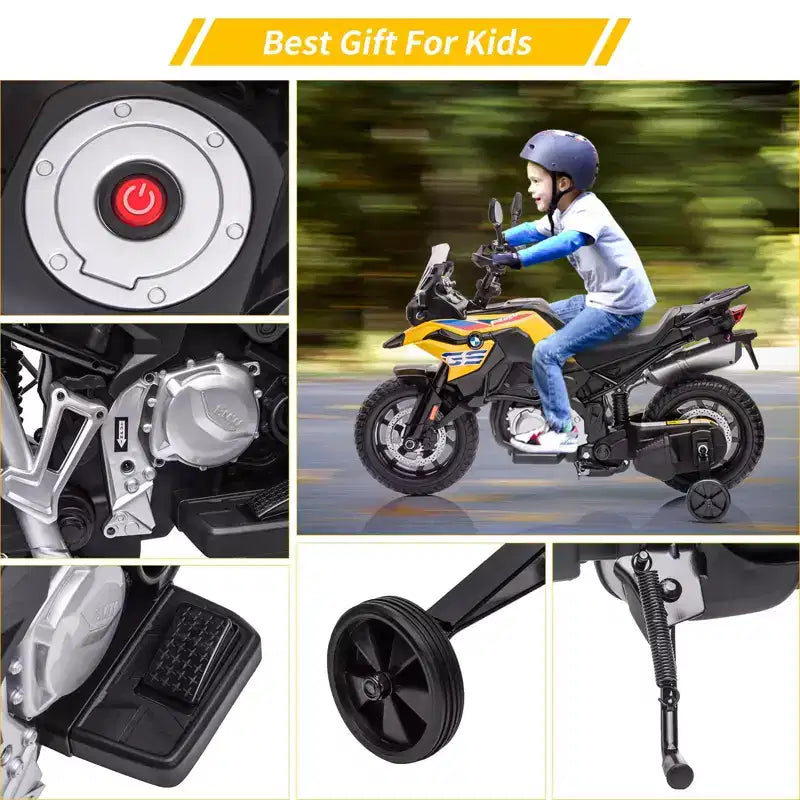 Kids Motorcycle, Licensed BMW 12V 7AH Ride On Motorcycle, Kids Car with Different Speed, High/Low Speed, LED Headlights, Spring Suspension, Music