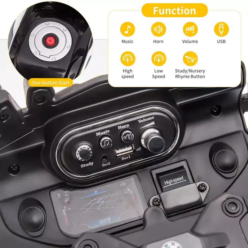 Kids Motorcycle, Licensed BMW 12V 7AH Ride On Motorcycle, Kids Car with Different Speed, High/Low Speed, LED Headlights, Spring Suspension, Music