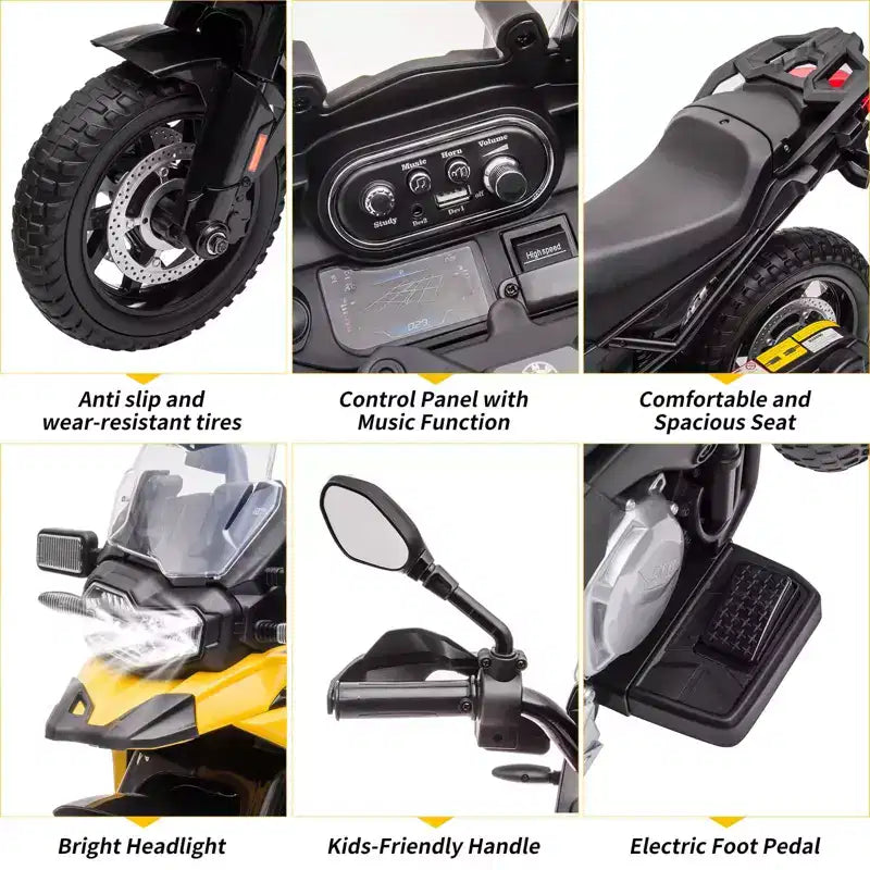 Kids Motorcycle, Licensed BMW 12V 7AH Ride On Motorcycle, Kids Car with Different Speed, High/Low Speed, LED Headlights, Spring Suspension, Music