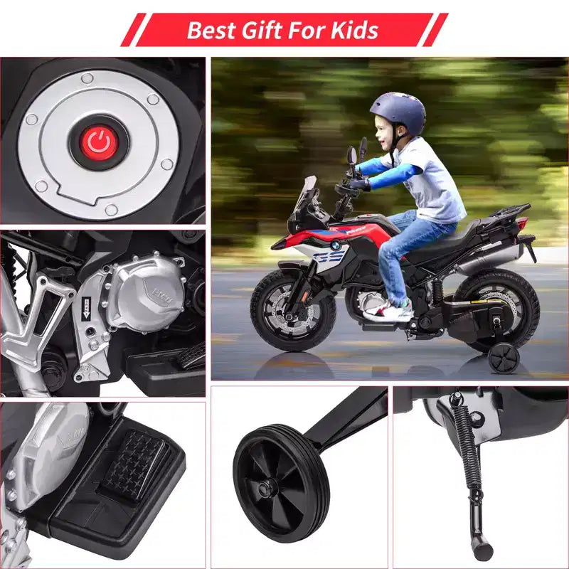 Kids Motorcycle, Licensed BMW 12V 7AH Ride On Motorcycle, Kids Car with Different Speed, High/Low Speed, LED Headlights, Spring Suspension, Music