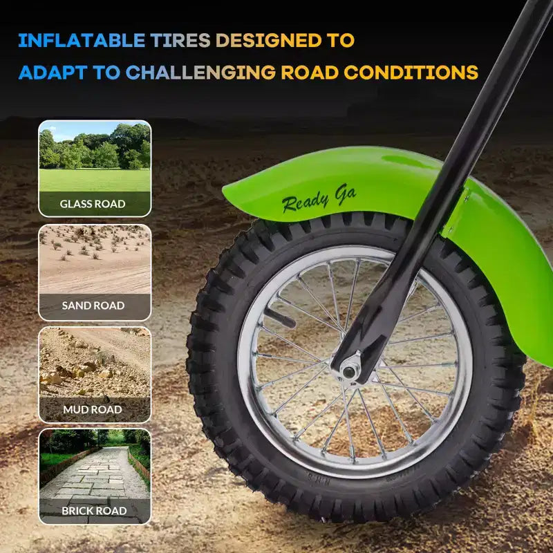 24V Kids Electric Dirt Bike - 14 MPH Off-Road Motorcycle for Ages 6-12, 250w Powerful Motor, 60 Min Ride Time, Hydraulic Suspension, Max 135 Lbs