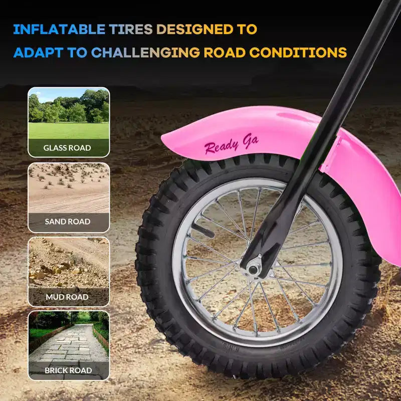 24V Kids Electric Dirt Bike - 14 MPH Off-Road Motorcycle for Ages 6-12, 250w Powerful Motor, 60 Min Ride Time, Hydraulic Suspension, Max 135 Lbs