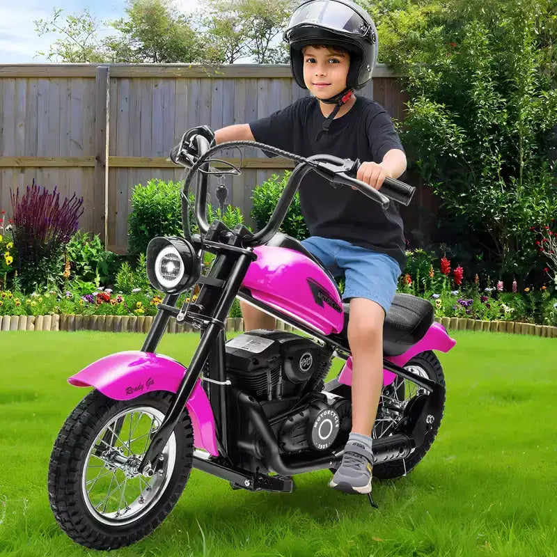 24V Kids Electric Dirt Bike - 14 MPH Off-Road Motorcycle for Ages 6-12, 250w Powerful Motor, 60 Min Ride Time, Hydraulic Suspension, Max 135 Lbs