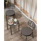 Acekool 3-Piece Wicker Bistro Set - 2 Chairs & Glass Table for Patio, Balcony & Small Spaces