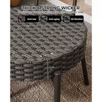 Acekool 3-Piece Wicker Bistro Set - 2 Chairs & Glass Table for Patio, Balcony & Small Spaces