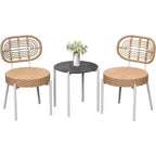 Acekool 3-Piece Wicker Bistro Set - 2 Chairs & Glass Table for Patio, Balcony & Small Spaces
