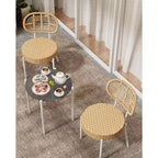 Acekool 3-Piece Wicker Bistro Set - 2 Chairs & Glass Table for Patio, Balcony & Small Spaces