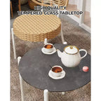 Acekool 3-Piece Wicker Bistro Set - 2 Chairs & Glass Table for Patio, Balcony & Small Spaces