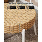 Acekool 3-Piece Wicker Bistro Set - 2 Chairs & Glass Table for Patio, Balcony & Small Spaces