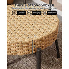 Acekool 3-Piece Wicker Bistro Set - 2 Chairs & Glass Table for Patio, Balcony & Small Spaces
