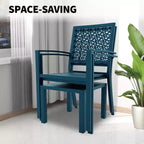 3 Piece Patio Bistro Set, Modern Carved Back Design Furniture Set, Metal Porch Chairs with Tea Table for Balcony, Garden, or Front Patio