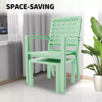 3 Piece Patio Bistro Set, Modern Carved Back Design Furniture Set, Metal Porch Chairs with Tea Table for Balcony, Garden, or Front Patio