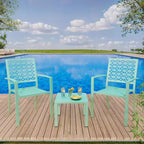 3 Piece Patio Bistro Set, Modern Carved Back Design Furniture Set, Metal Porch Chairs with Tea Table for Balcony, Garden, or Front Patio
