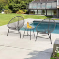 Acekool 3-Piece Acapulco Patio Bistro Set with Glass Top Table & 2 Wicker Chairs, All-Weather Outdoor Seating for Balcony and Backyard, Grey