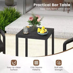 Costway 3 Pieces Patio Bar Set with 2 Stools & 1 Bar Table Curved Backrest Armrests