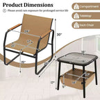 Costway 3 PCS Patio Furniture Set with Breathable Mesh Fabric and Metal Frame Garden