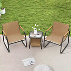 Costway 3 PCS Patio Furniture Set with Breathable Mesh Fabric and Metal Frame Garden