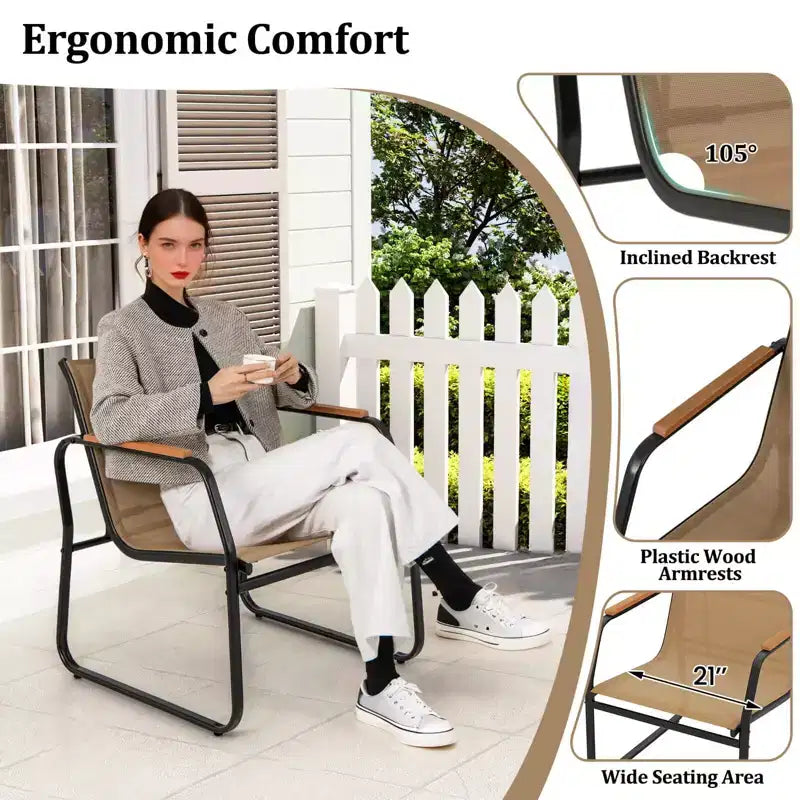 Costway 3 PCS Patio Furniture Set with Breathable Mesh Fabric and Metal Frame Garden