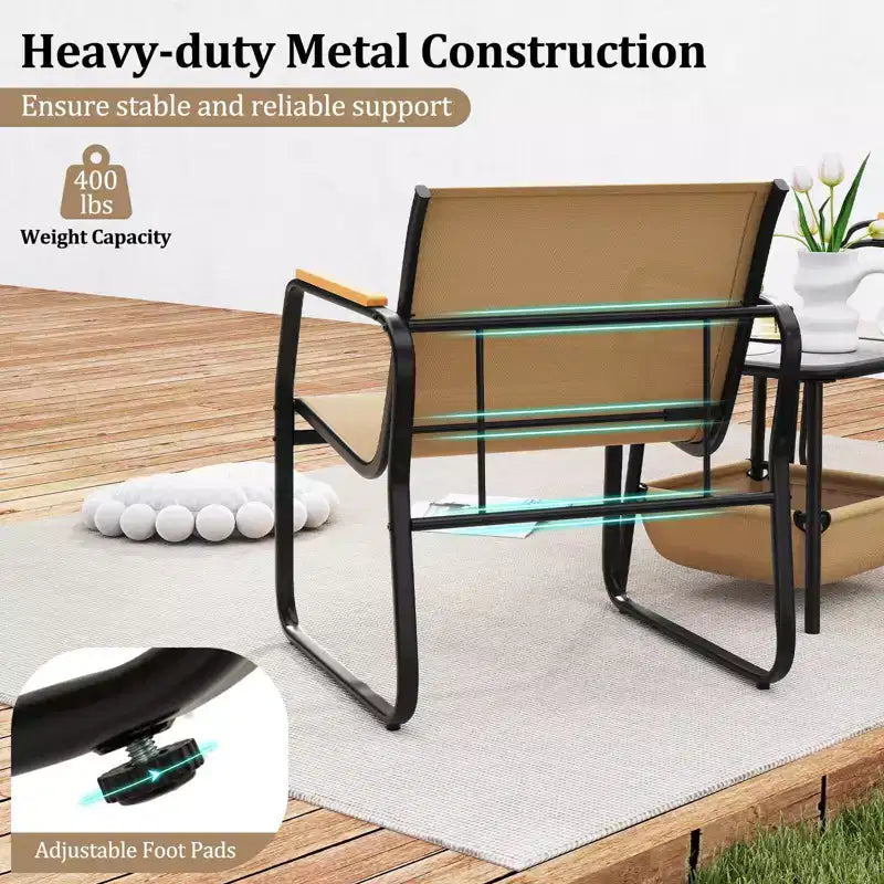 Costway 3 PCS Patio Furniture Set with Breathable Mesh Fabric and Metal Frame Garden