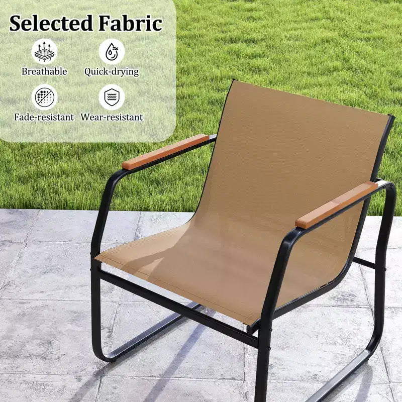Costway 3 PCS Patio Furniture Set with Breathable Mesh Fabric and Metal Frame Garden