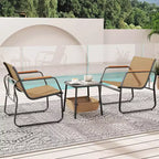 Costway 3 PCS Patio Furniture Set with Breathable Mesh Fabric and Metal Frame Garden