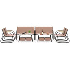 Costway 8 PCS Patio Furniture Set with 4 Rocking Bistro Chairs 2-Tier Coffee Table Black/Coffee