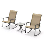 Costway 3 PCS Patio Rocker Set with High Backrest & Wood-Plastic Tabletop Coffee Table
