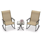 Costway 3 PCS Patio Rocker Set with High Backrest & Wood-Plastic Tabletop Coffee Table