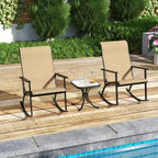 Costway 3 PCS Patio Rocker Set with High Backrest & Wood-Plastic Tabletop Coffee Table