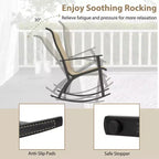 Costway 3 PCS Patio Rocker Set with High Backrest & Wood-Plastic Tabletop Coffee Table