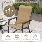 Costway 3 PCS Patio Rocker Set with High Backrest & Wood-Plastic Tabletop Coffee Table