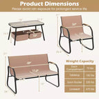 Costway 4 PCS Patio Furniture Set with 2 Rocking Bistro Chairs 2-Tier Coffee Table