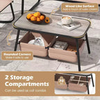 Costway 4 PCS Patio Furniture Set with 2 Rocking Bistro Chairs 2-Tier Coffee Table