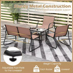 Costway 4 PCS Patio Furniture Set with 2 Rocking Bistro Chairs 2-Tier Coffee Table
