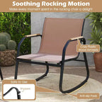 Costway 4 PCS Patio Furniture Set with 2 Rocking Bistro Chairs 2-Tier Coffee Table