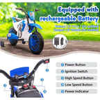Sandinrayli Electric Motorcycle for Kids 12V Dirt Bike Ride on Car Battery Powered Motorbike Off-Road Motocross
